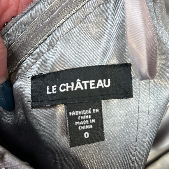 33. Le Chateau Grey/ Mauve Tulle Beaded Halter (prom) Dress - Picture 8 of 9